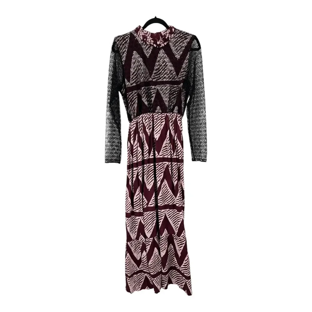 Busayo dress Folaji Earthy mesh lace midi size Large L - Picture 2 of 8